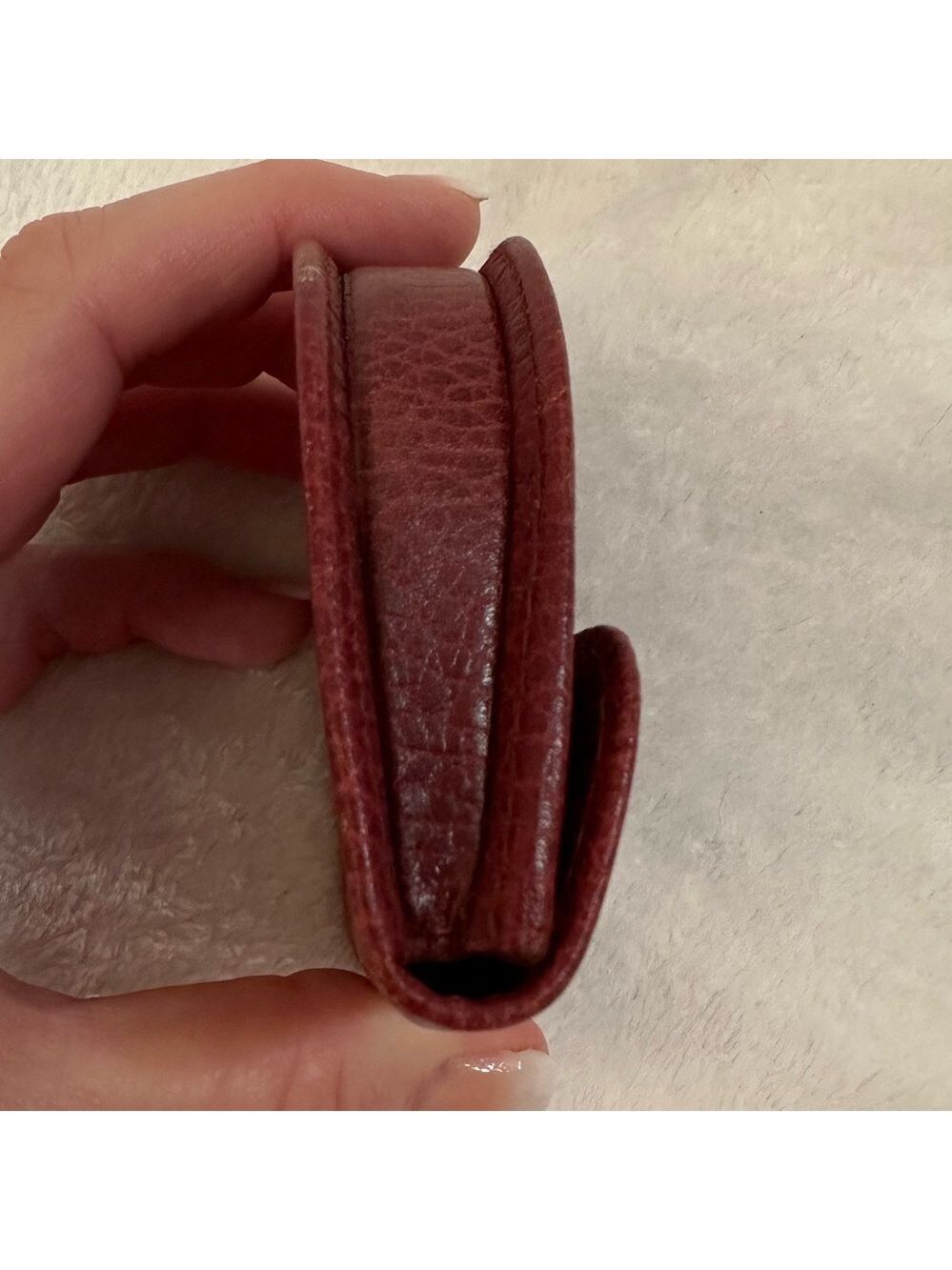 AUTHENTIC CARTIER MUST DE CARTIER BORDEAUX RED LEATHER COIN PURSE - EXCELLENT! - Picture 6 of 11